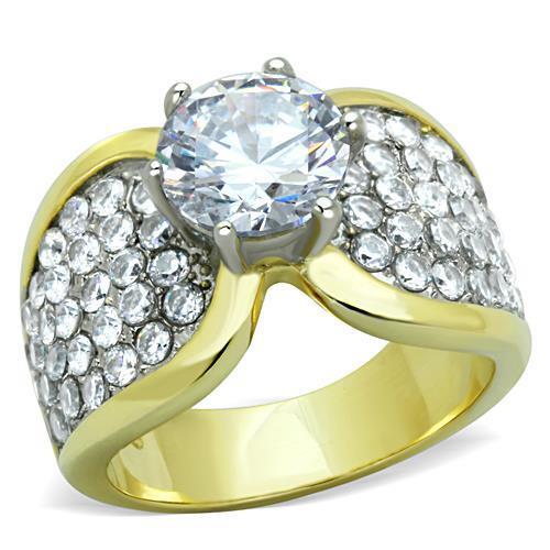 TK1547 - Stainless Steel Ring Two-Tone IP Gold (Ion Plating) Women AAA Grade CZ Clear