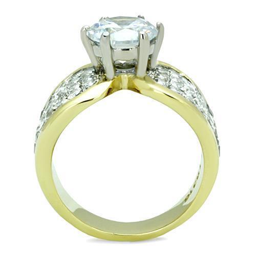 TK1547 - Stainless Steel Ring Two-Tone IP Gold (Ion Plating) Women AAA Grade CZ Clear