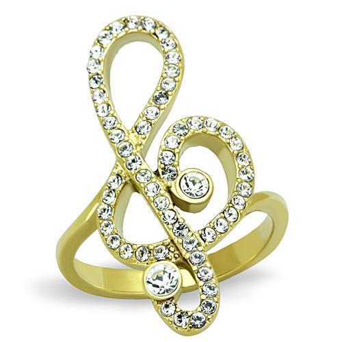 TK1714 - Stainless Steel Ring IP Gold(Ion Plating) Women Top Grade Crystal Clear