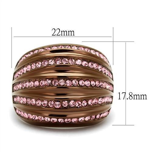 TK1789LC - Stainless Steel Ring IP Coffee light Women Top Grade Crystal Light Rose