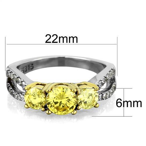 TK1795 - Stainless Steel Ring Two-Tone IP Gold (Ion Plating) Women AAA Grade CZ Topaz