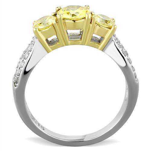 TK1795 - Stainless Steel Ring Two-Tone IP Gold (Ion Plating) Women AAA Grade CZ Topaz