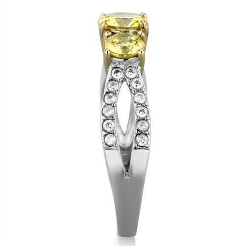 TK1795 - Stainless Steel Ring Two-Tone IP Gold (Ion Plating) Women AAA Grade CZ Topaz