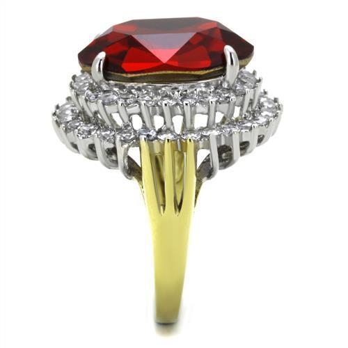 TK1893 - Stainless Steel Ring Two-Tone IP Gold (Ion Plating) Women Top Grade Crystal Siam