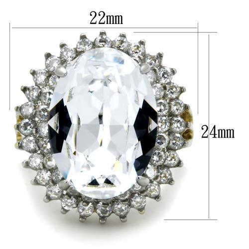 TK1894 - Stainless Steel Ring Two-Tone IP Gold (Ion Plating) Women Top Grade Crystal Clear