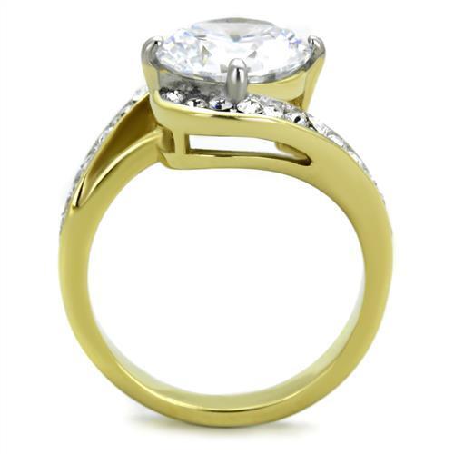 TK1911 - Stainless Steel Ring Two-Tone IP Gold (Ion Plating) Women AAA Grade CZ Clear