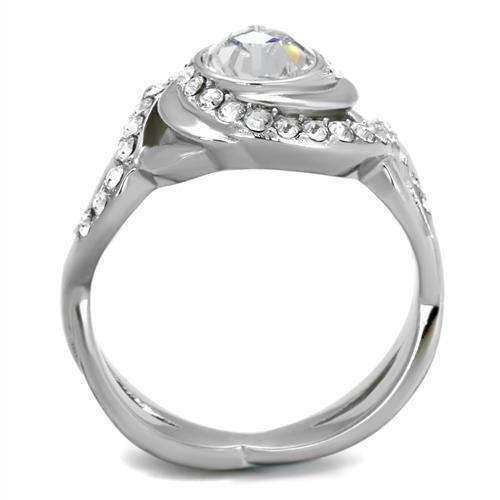 TK2111 - Stainless Steel Ring High polished (no plating) Women Top Grade Crystal Clear