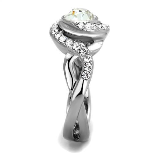 TK2111 - Stainless Steel Ring High polished (no plating) Women Top Grade Crystal Clear