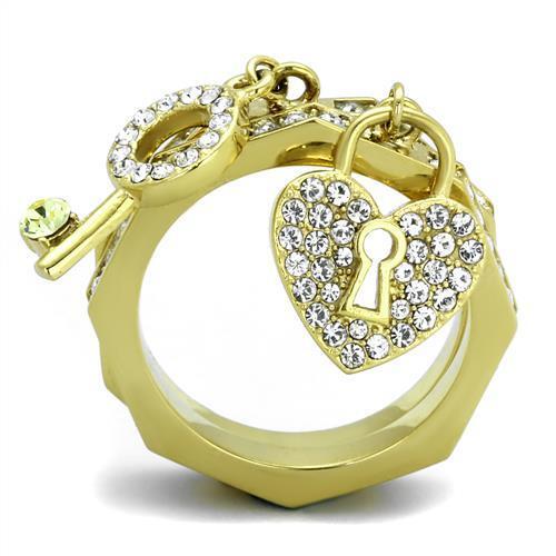 TK2127 - Stainless Steel Ring IP Gold(Ion Plating) Women Top Grade Crystal Citrine Yellow