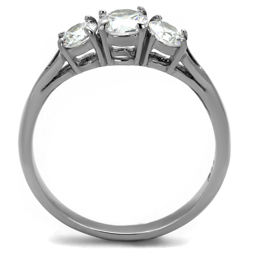 TK2260 - High polished (no plating) Stainless Steel Ring with AAA Grade CZ  in Clear