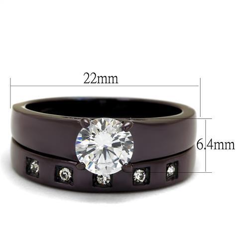 TK2547 - Stainless Steel Ring IP Dark Brown (IP coffee) Women AAA Grade CZ Clear