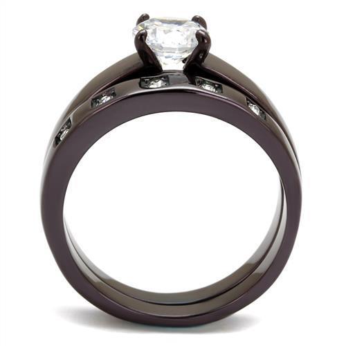 TK2547 - Stainless Steel Ring IP Dark Brown (IP coffee) Women AAA Grade CZ Clear