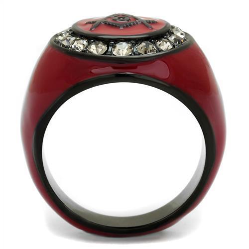 TK2638 - Stainless Steel Ring IP Black(Ion Plating) Men Top Grade Crystal Black Diamond