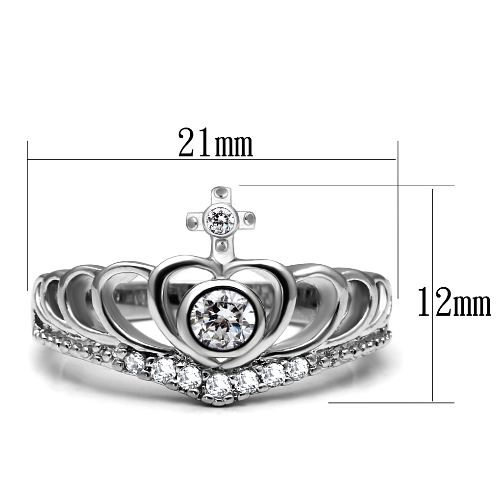 TK2870 - Stainless Steel Ring High polished (no plating) Women AAA Grade CZ Clear