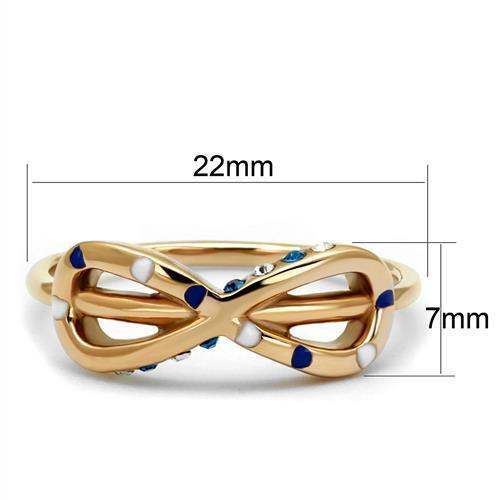 TK2966 - Stainless Steel Ring IP Rose Gold(Ion Plating) Women Top Grade Crystal Sapphire