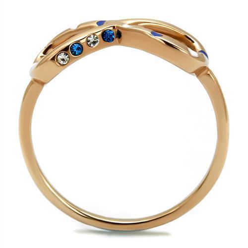 TK2966 - Stainless Steel Ring IP Rose Gold(Ion Plating) Women Top Grade Crystal Sapphire