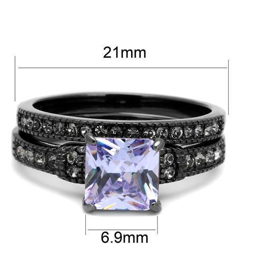 TK2970 - Stainless Steel Ring IP Light Black  (IP Gun) Women AAA Grade CZ Light Amethyst