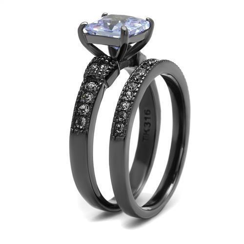 TK2970 - Stainless Steel Ring IP Light Black  (IP Gun) Women AAA Grade CZ Light Amethyst