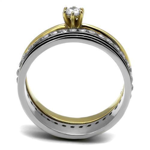 TK3108 - Stainless Steel Ring Two-Tone IP Gold (Ion Plating) Women AAA Grade CZ Clear