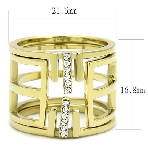 TK3198 - Stainless Steel Ring IP Gold(Ion Plating) Women Top Grade Crystal Clear