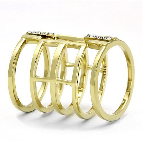 TK3198 - Stainless Steel Ring IP Gold(Ion Plating) Women Top Grade Crystal Clear