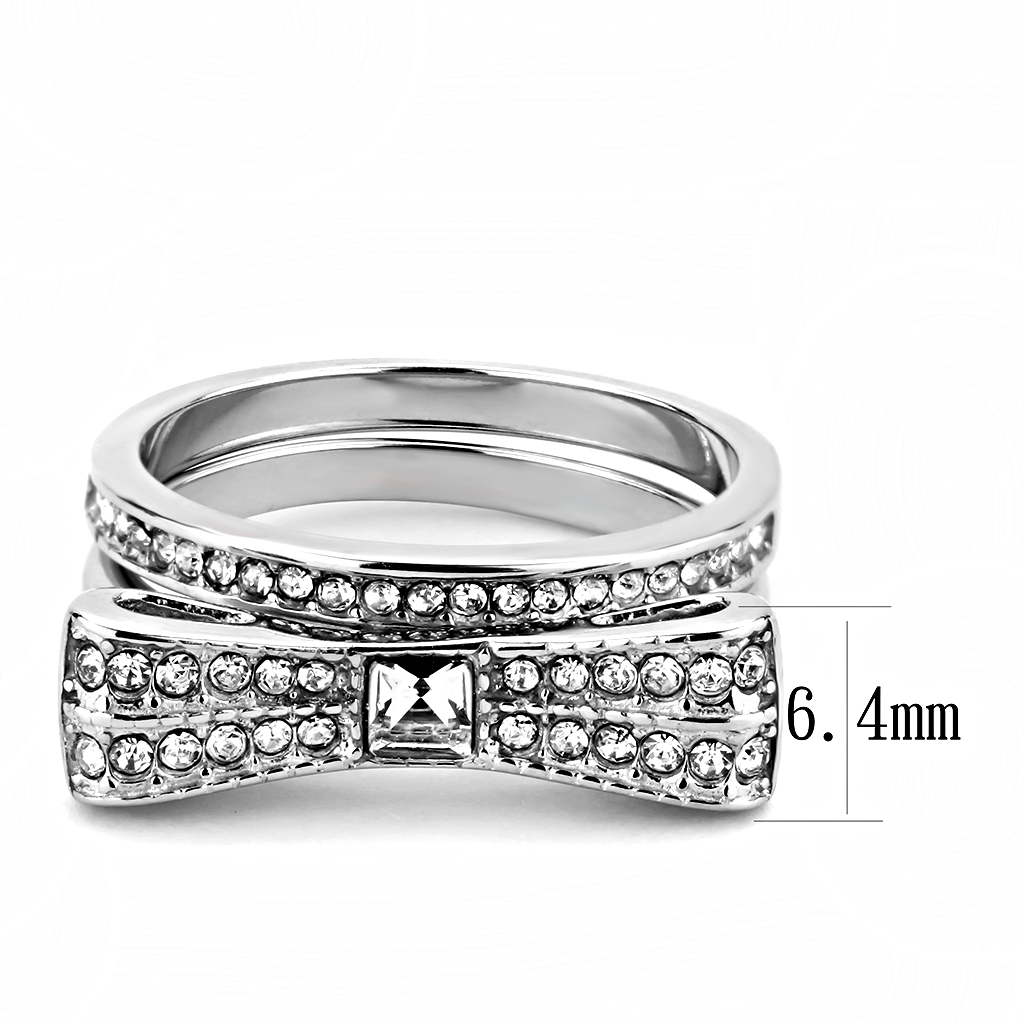 TK3506 - Stainless Steel Ring High polished (no plating) Women Top Grade Crystal Clear