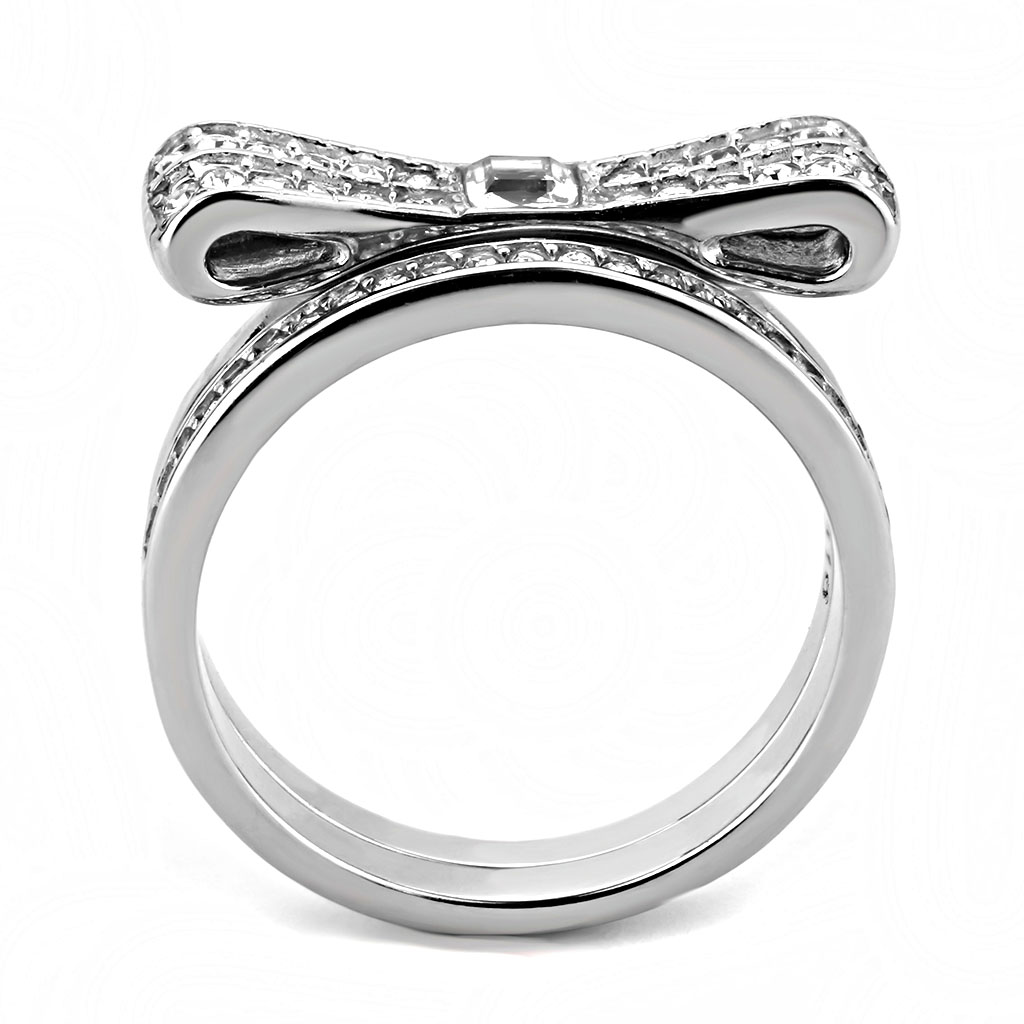 TK3506 - Stainless Steel Ring High polished (no plating) Women Top Grade Crystal Clear