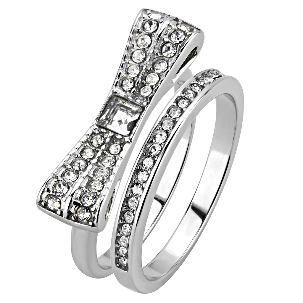 TK3506 - Stainless Steel Ring High polished (no plating) Women Top Grade Crystal Clear