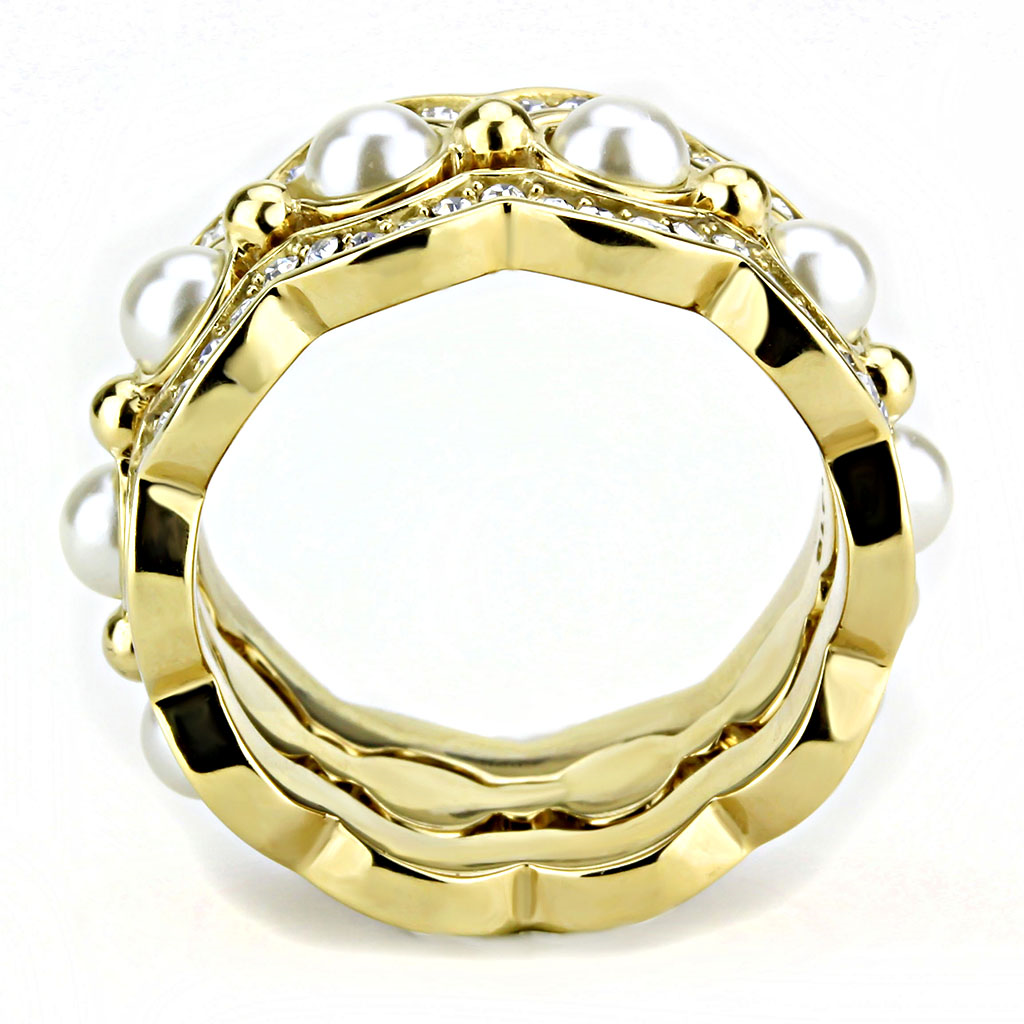 TK3520 - Stainless Steel Ring IP Gold(Ion Plating) Women Synthetic White