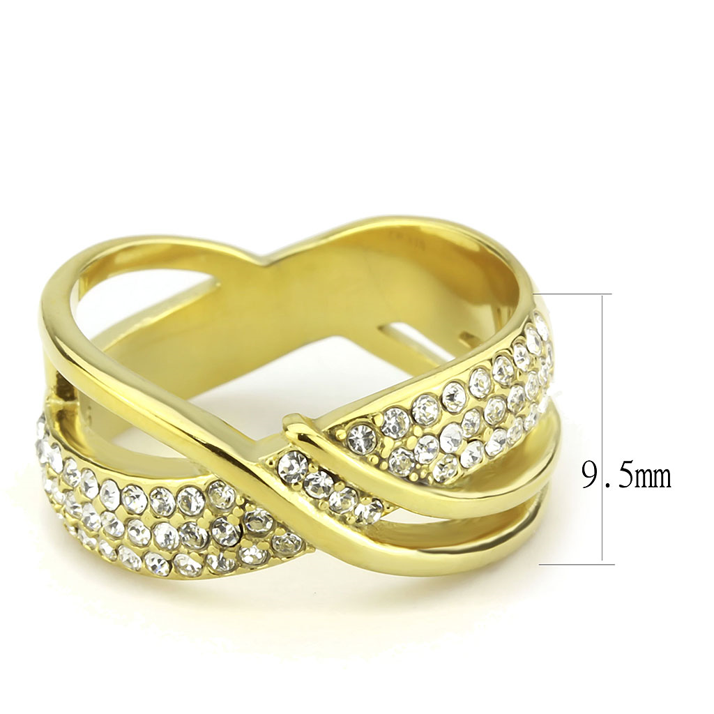 TK3632 - Stainless Steel Ring IP Gold(Ion Plating) Women Top Grade Crystal Clear