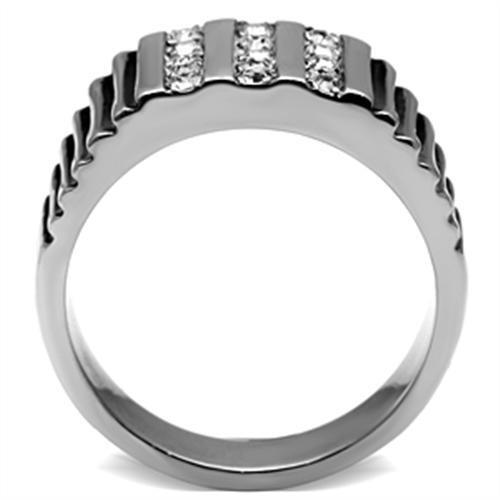 TK364 - Stainless Steel Ring High polished (no plating) Men Top Grade Crystal Clear