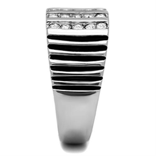TK364 - Stainless Steel Ring High polished (no plating) Men Top Grade Crystal Clear