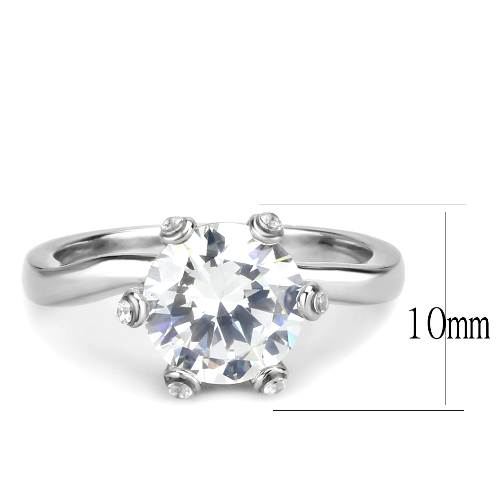 TK3700 - Stainless Steel Ring High polished (no plating) Women AAA Grade CZ Clear