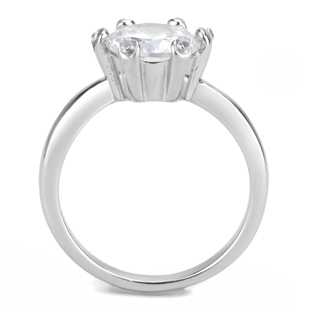 TK3700 - Stainless Steel Ring High polished (no plating) Women AAA Grade CZ Clear