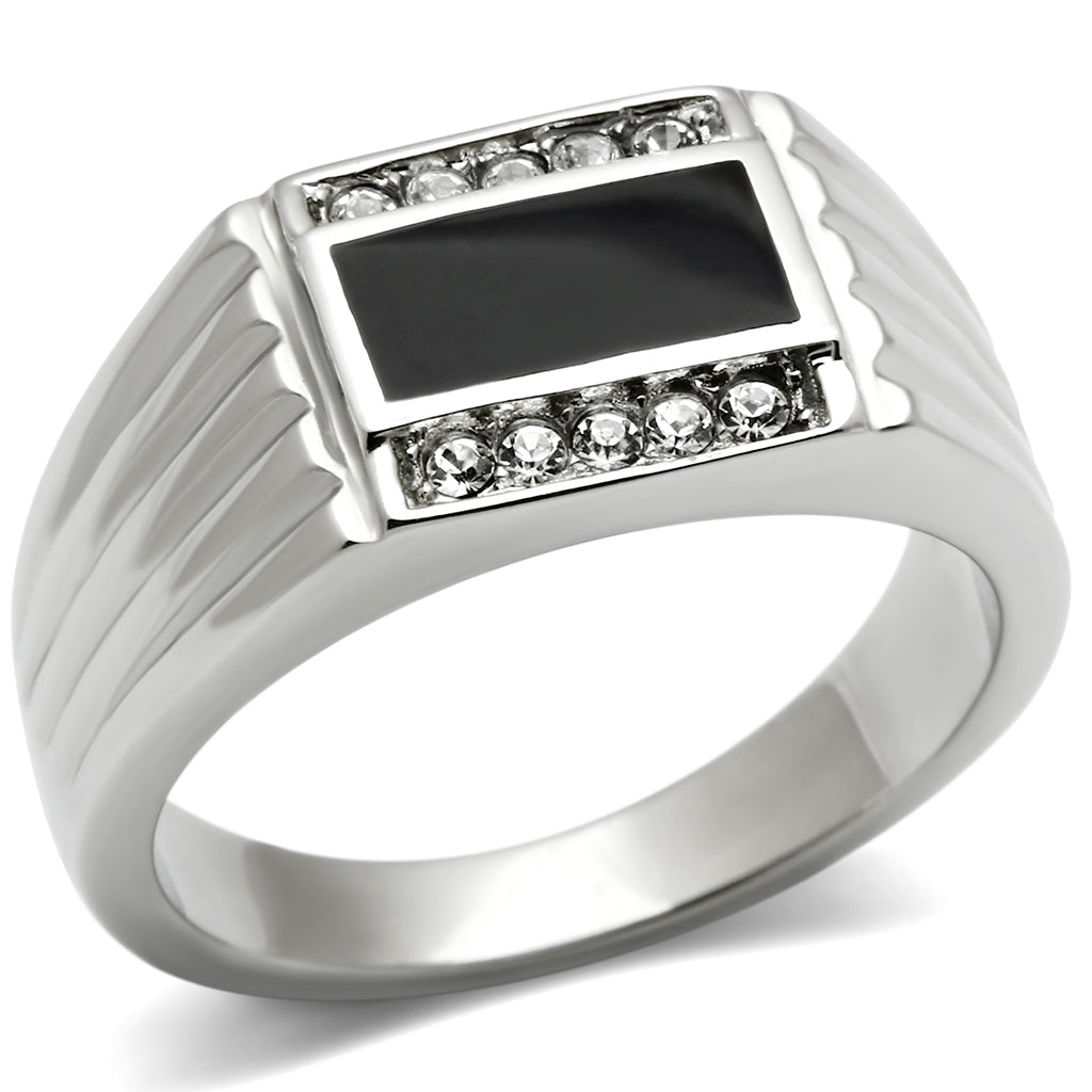 TK386 - Stainless Steel Ring High polished (no plating) Men Top Grade Crystal Clear