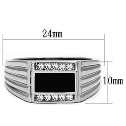 TK386 - Stainless Steel Ring High polished (no plating) Men Top Grade Crystal Clear