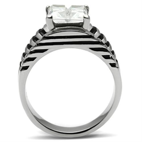 TK393 - Stainless Steel Ring High polished (no plating) Women AAA Grade CZ Clear