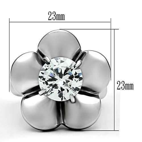 TK477 - Stainless Steel Ring High polished (no plating) Women AAA Grade CZ Clear