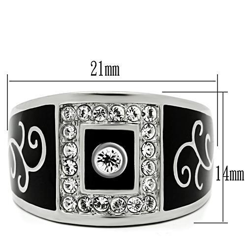 TK492 - Stainless Steel Ring High polished (no plating) Men Top Grade Crystal Clear