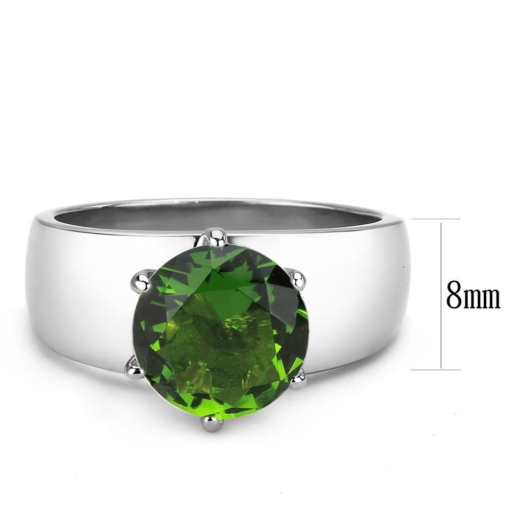 TK52008 - Stainless Steel Ring High polished (no plating) Women Synthetic Peridot