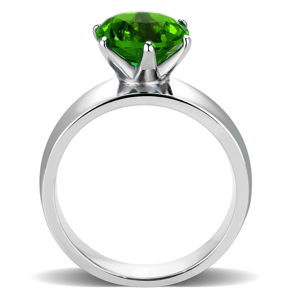 TK52008 - Stainless Steel Ring High polished (no plating) Women Synthetic Peridot