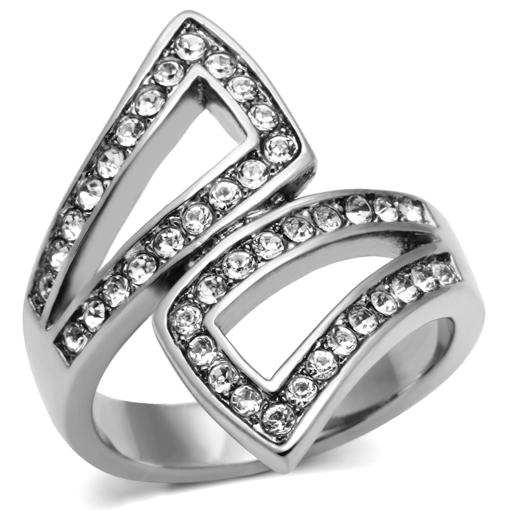 TK625 - Stainless Steel Ring High polished (no plating) Women Top Grade Crystal Clear