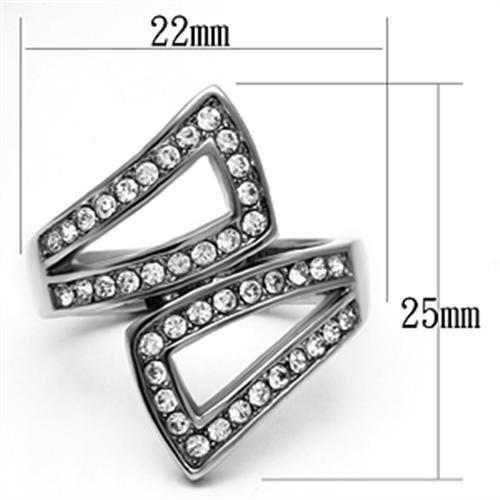 TK625 - Stainless Steel Ring High polished (no plating) Women Top Grade Crystal Clear