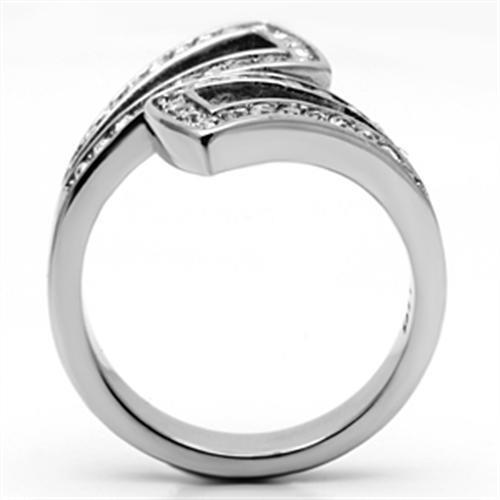 TK625 - Stainless Steel Ring High polished (no plating) Women Top Grade Crystal Clear