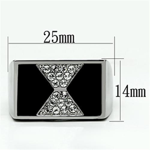 TK708 - Stainless Steel Ring High polished (no plating) Men Top Grade Crystal Clear