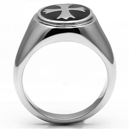 TK714 - Stainless Steel Ring High polished (no plating) Men Epoxy Jet