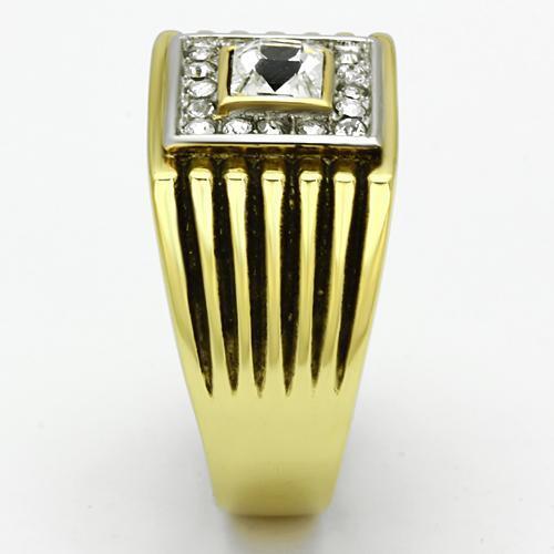 TK750 - Stainless Steel Ring Two-Tone IP Gold (Ion Plating) Men Top Grade Crystal Clear