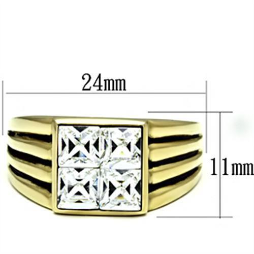 TK769 - Stainless Steel Ring IP Gold(Ion Plating) Men Top Grade Crystal Clear