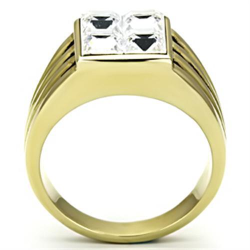 TK769 - Stainless Steel Ring IP Gold(Ion Plating) Men Top Grade Crystal Clear