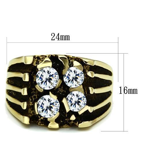 TK772 - Stainless Steel Ring IP Gold(Ion Plating) Men AAA Grade CZ Clear